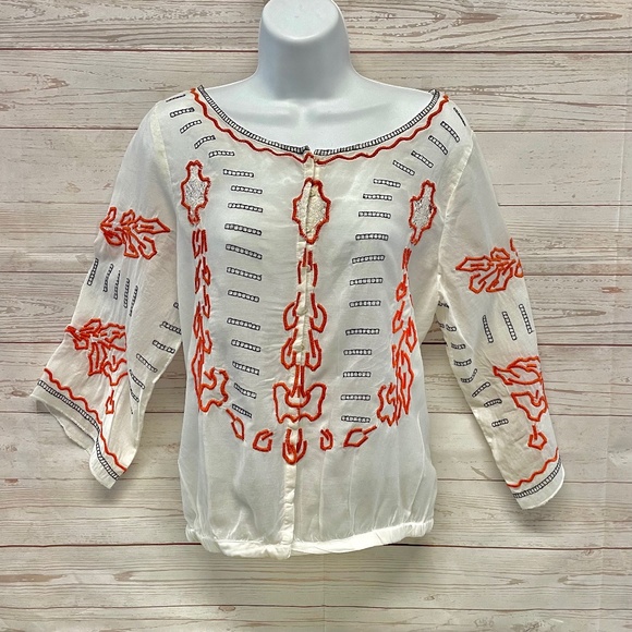 Free People Embroidered lace Coral Blouse - Picture 1 of 11